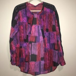 button up purple and red